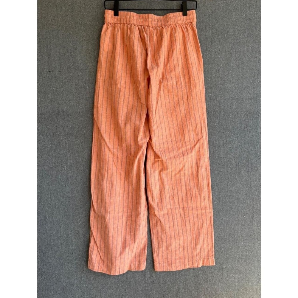 Cotton On Pinstripe Wide Leg Pants Womens 8 Orange Drawstring Summer Casual - Picture 2 of 4